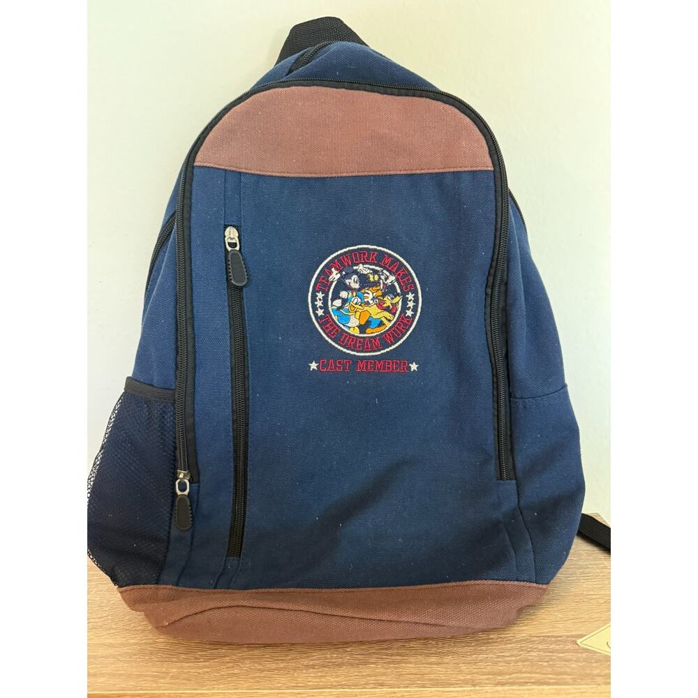 Disney Cast Member Employee Blue Backpack DREAM WORK MAKES THE TEAM WORK